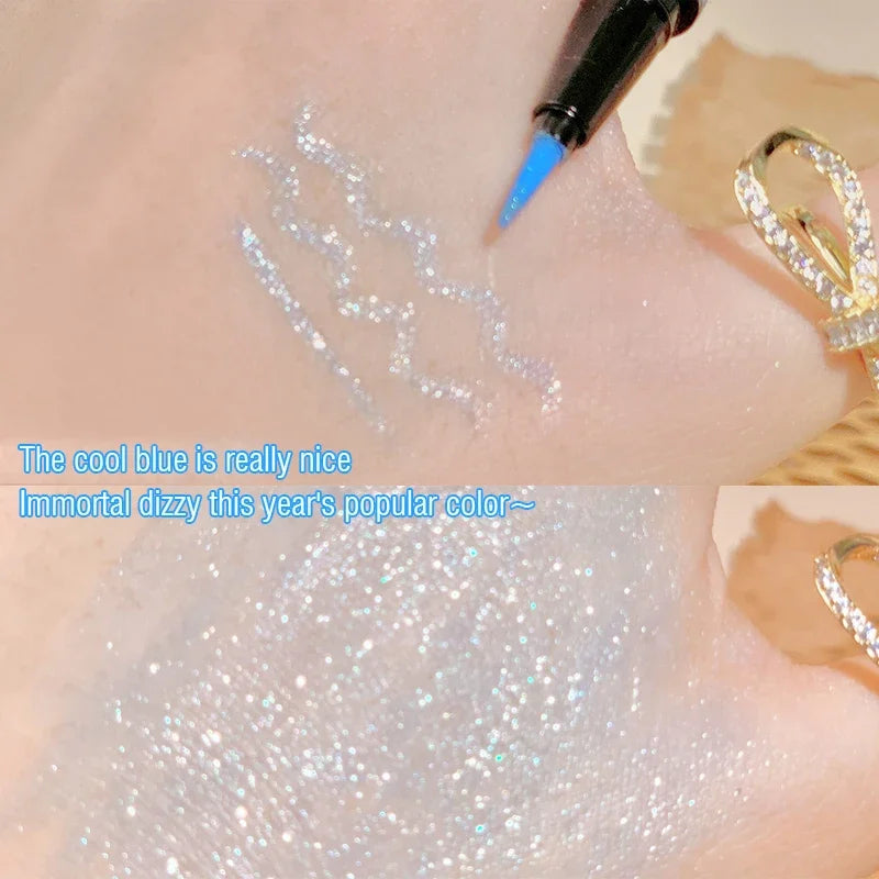 Baby Blue Glitter Eyeliner Pen Galaxy Highlighter Eyeshadow Silkworm Pencil Long-lasting Diamond Shiny Eye Makeup Waterproof Vue