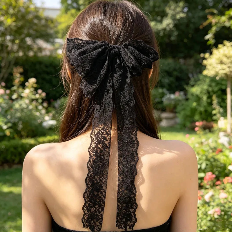 1-10PCS Lace Bow Ribbon Hair Claw for Women Elegant Vintage Barrette High End Hair Accessory for Party Wedding Daily Wear Vue