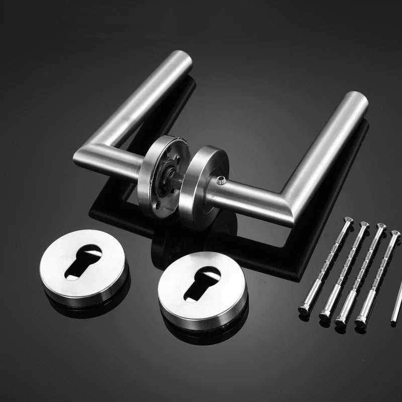 European standard 304 stainless steel handle round tube right angle split type indoror door lock handle outdoor fireproof door Vue