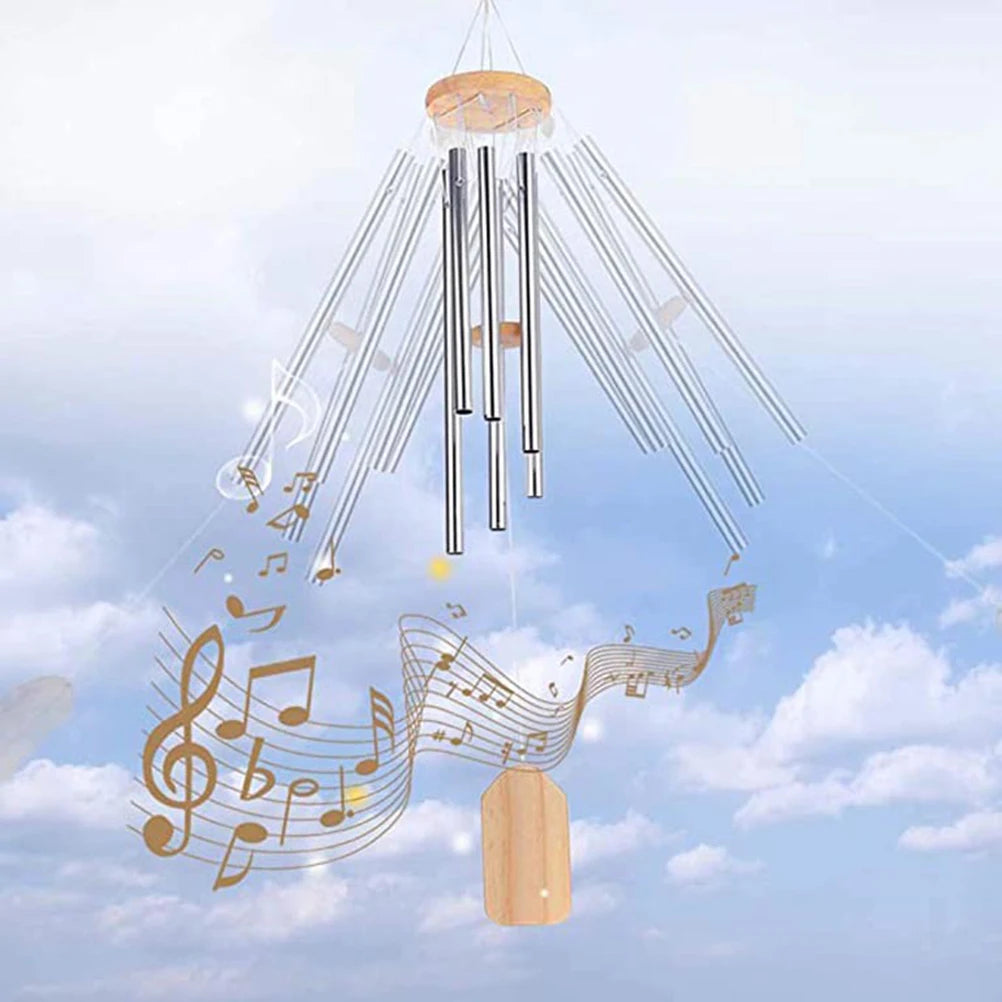 Outdoor Wind Chimes, Wooden Memorial Wind Chime Outdoor Wind Chime, Home Decoration Wind Chimes with 6 Aluminum Tubes & s hook Vue