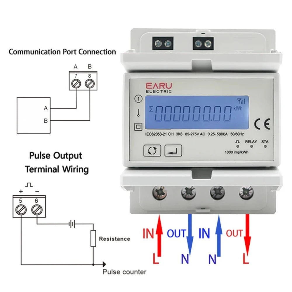 Tuya WiFi/Zigbee 80A Smart Single Phase 2way Bidirectional Energy Meter Timer Power Consumption Monitor KWh Meter with Backlight Vue