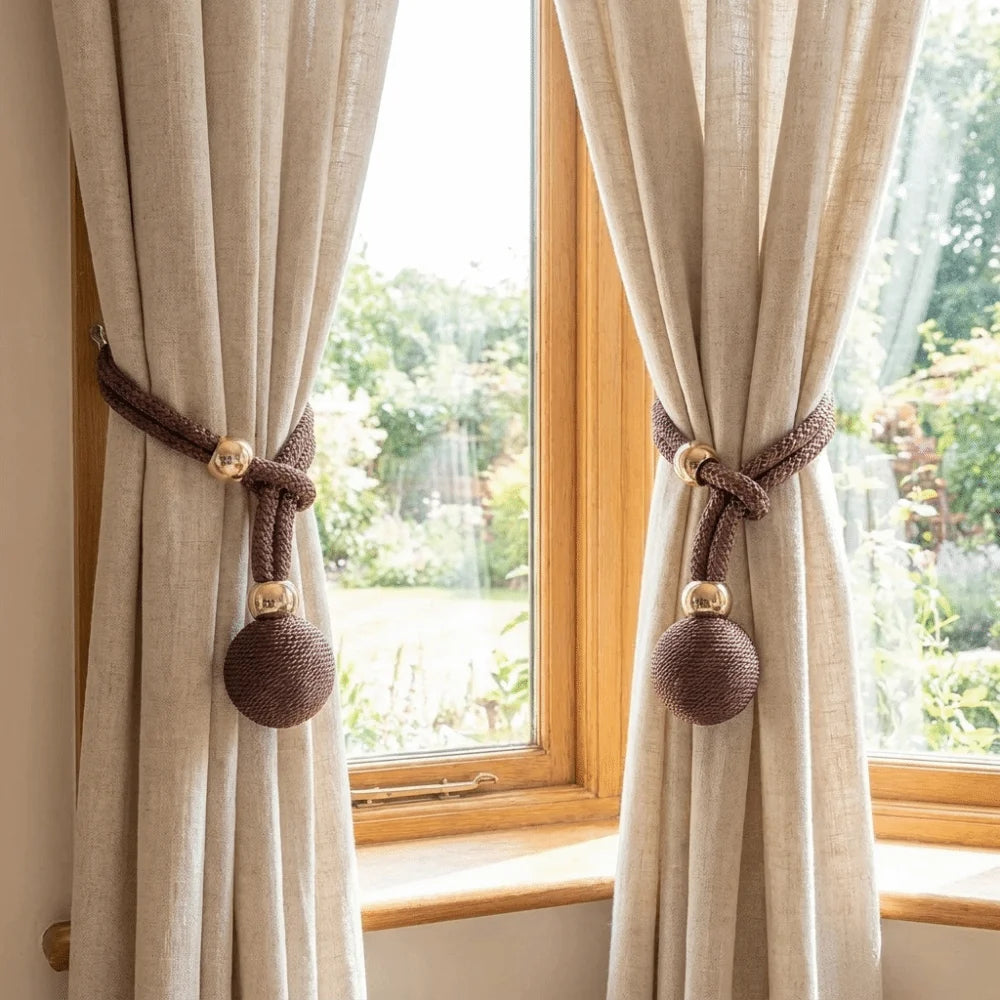 1 Pair Fashion Adjustable Curtain Tie Straps with Ball Pendant Simple Curtain Binding Straps Decorative Curtain Fixer Office Vue