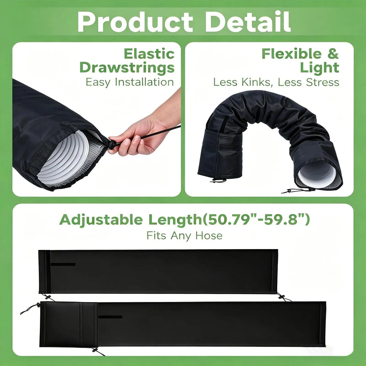 Portable AC Hose Insulation Sleeve Dustproof Waterproof Air Conditioning Hose Cover for Homeowners Renters Technicians Landlords Vue