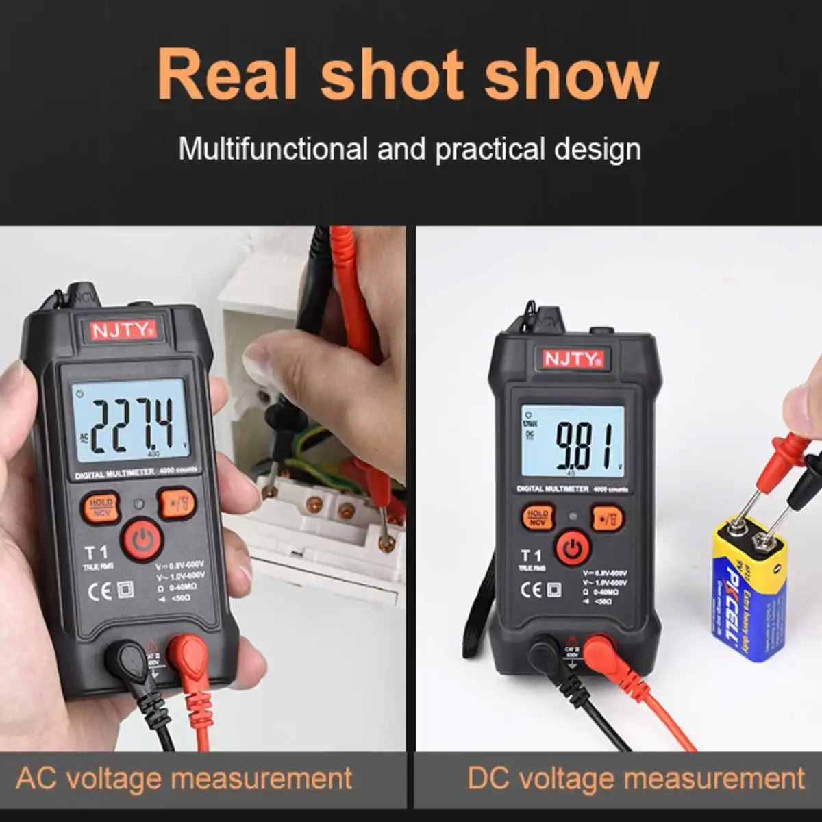 Smart Mini Digital Multimeter Tester RMS 4000 Counts Voltmeter Automatic Range Test Voltage Continuity Resistance NCV Household Vue