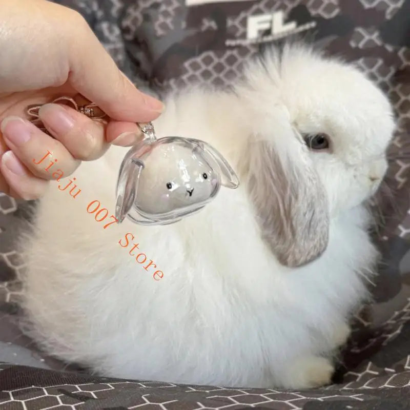 Rabbit Pet Fur Keepsake Storage Case Keychain | Bunny Charm Keepsake Keychain Vue