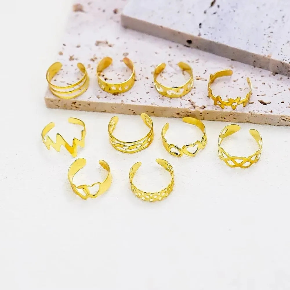 Vintage Toe Rings Silver Gold Alloy Women Foot Different Shapes