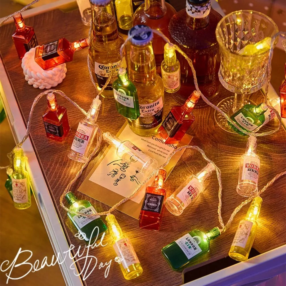 1pc LED Wine Bottle String Lights,Beer Bottle String Lights for Indoor Bars Walls Party Home Birthday Christmas,Battery Powered Vue