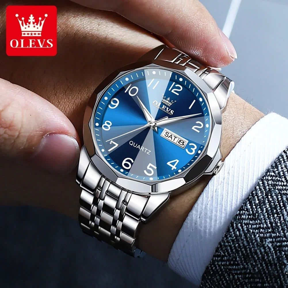 OLEVS 9970 Men's Luminous Quartz Watch – Waterproof & Luxury Men's Quartz Watch Vue