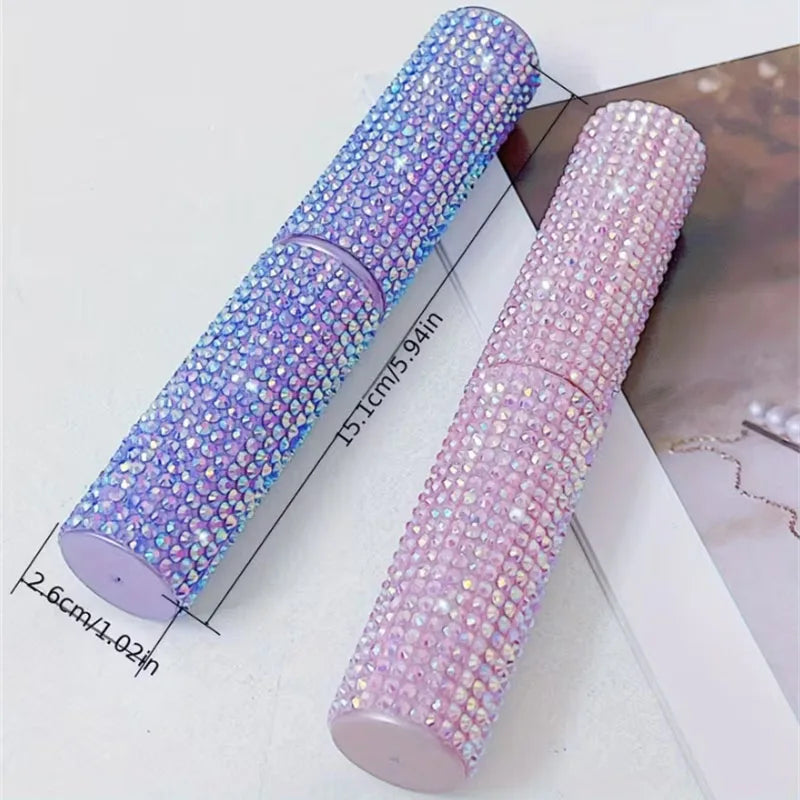 5Pcs Eye Makeup Brushes Set with Rhinestone Storage Case Professional Synthetic Eyeshadow Brushes for Blending Eyeliner Eyebrow Vue