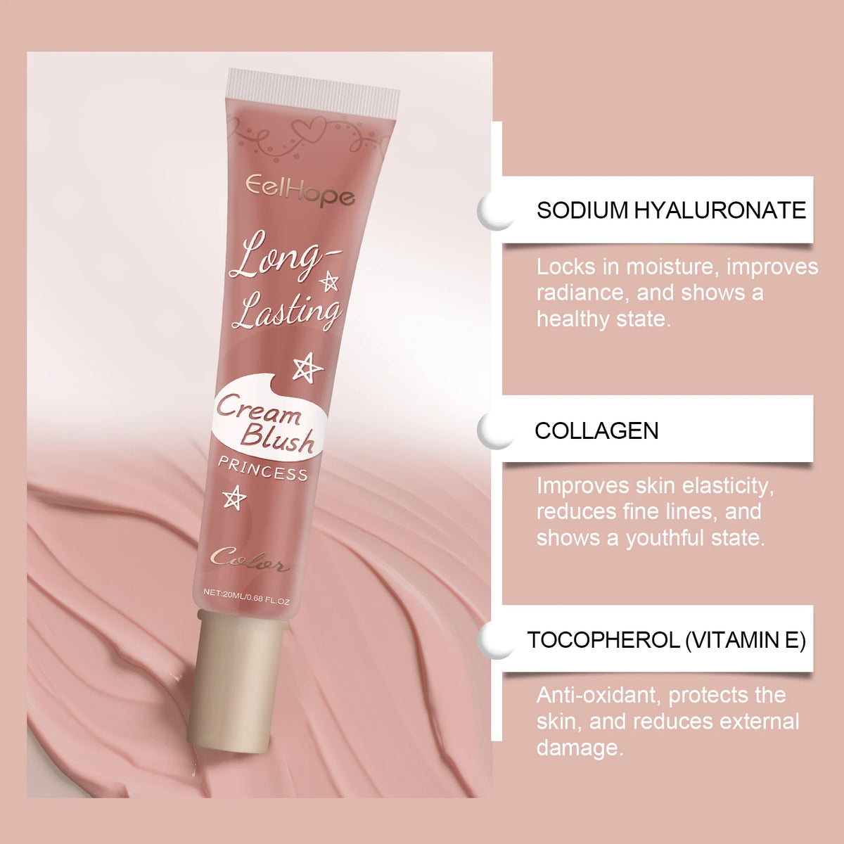 Blush Cream - Highly Pigmented, Long-Lasting, Smudge-Proof, Fine-Textured, Natural, Lightweight, Moisturizing Blush Cream Vue