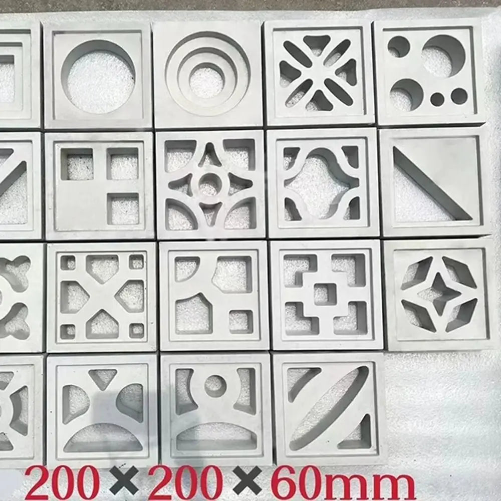 Plastic Hollow Brick Mold 20*20*6cm Square Wall Brick Mould 3D Carving Anti-Slip Cement Antique Brick Mold Cement Antique Window Vue