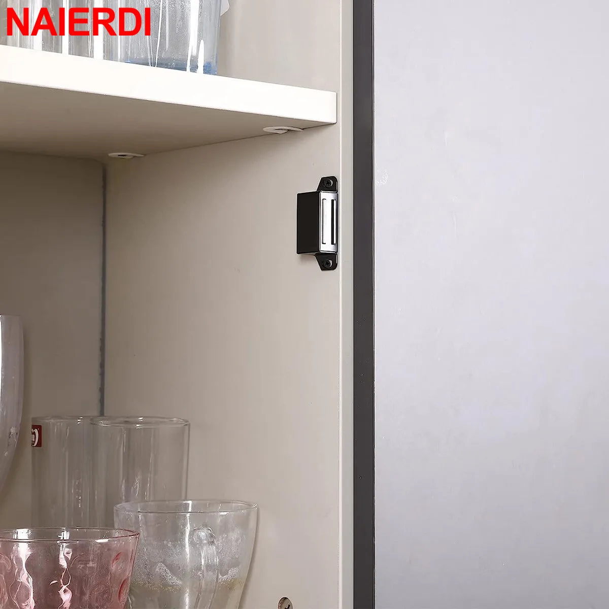 NAIERDI 4PCS Black Door Catch,Cabinet Magnetic Catch,Stainless Steel Closet Doors Catches Door Latches Wardrobe Door Hardware Vue