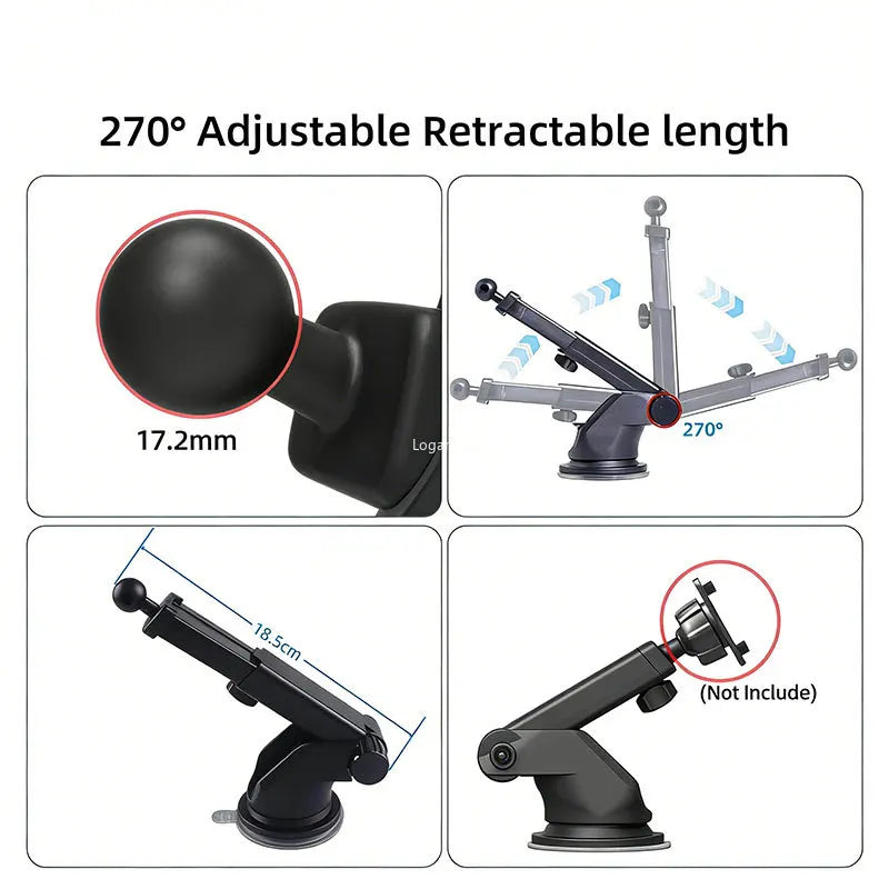 17mm Silicone Bracket Car Holder Car Telescopic Rotating Sucker Accessories Suction Cup Base Bracket Black For Mobile Phone Vue