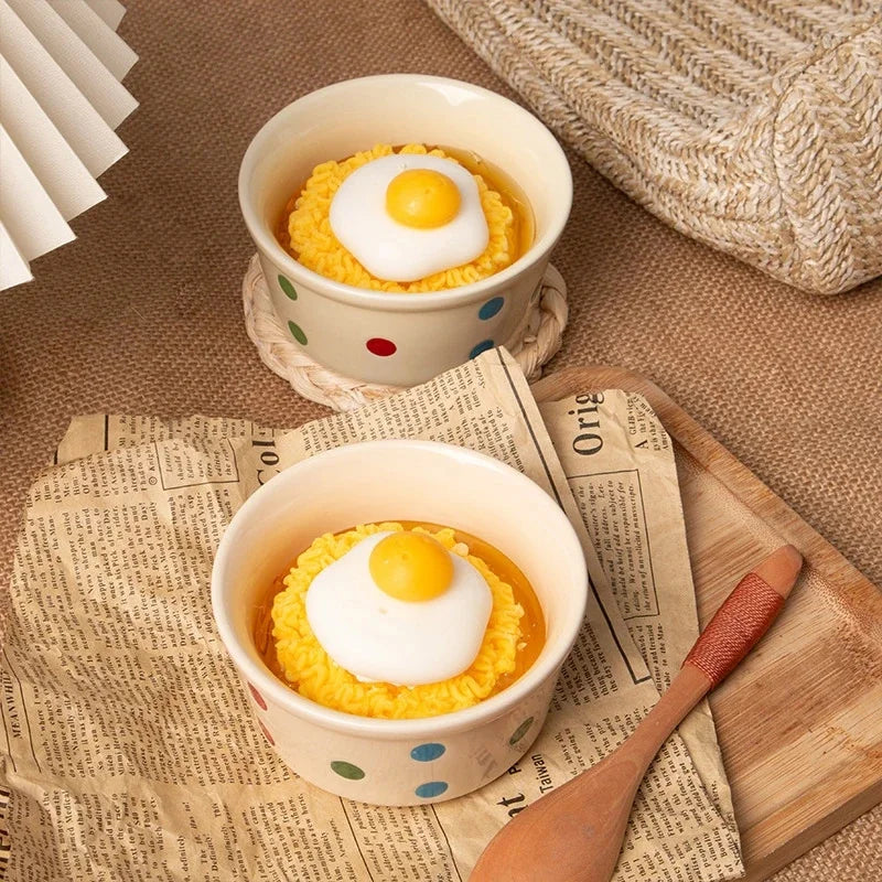 Birthday Noodle Scented Candle Novelty Cute Egg Instant Ramen Gift For Best Friend Party Table Centerpiece Cozy Home Display Vue