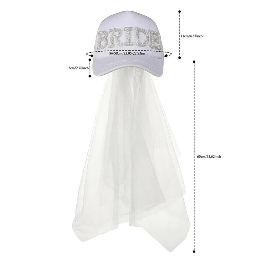 Breathable Bridal Veil Baseball Cap Romantic Solid Color Groom Hat Comfortable Adjustable Summer Baseball Cap Photo Prop Vue