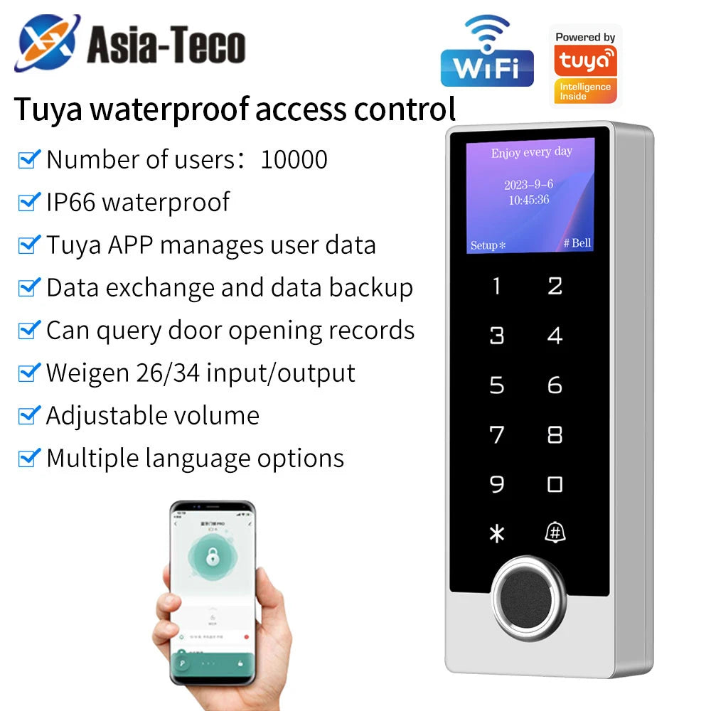 Support Tuya app WIFI waterproof access control fingerprint password unlock 125KHZ ID with screen door access control system Vue Default Title