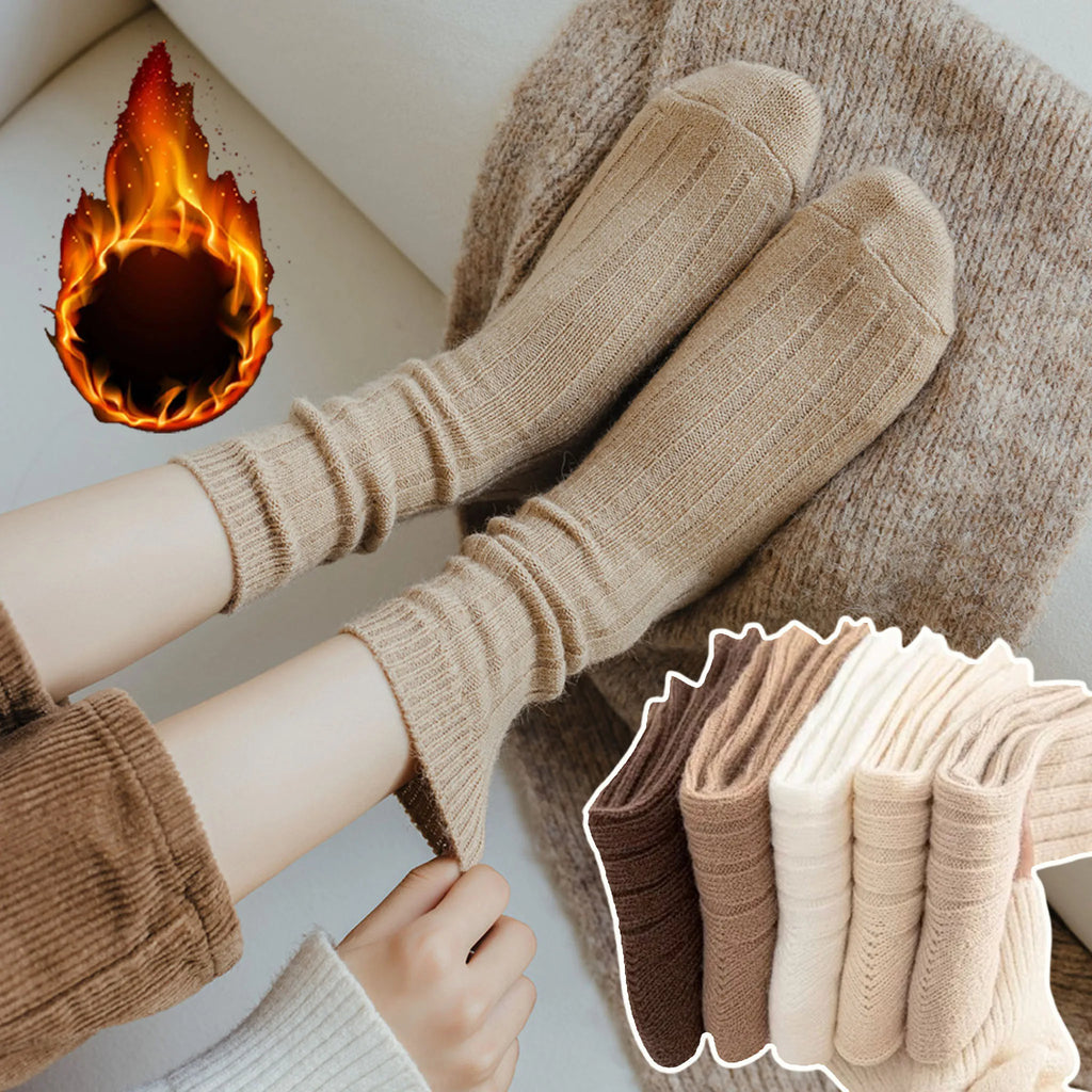 1-10Pairs Winter Warm Socks Thickened Solid Color Mid Calf Soft Breathable Thermal Cozy Crew Socks for Cold Weather Daily Wear Vue