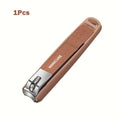1pc Anti-Splash Nail Clipper for Thick Toenails & Fingernails - Curved Blade, Wide Mouth Design, Splash-Proof Ergonomic Handle - Vue Brown