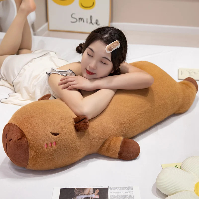 60/80/100cm Big Size Long Cute Creative Capybara Plush Toys Soft Stuffed Animal Baby Sleeping Pillow Sofa Cushion for Kids Gifts Vue