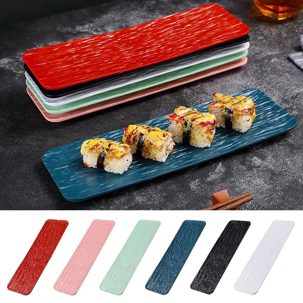 Multicolor Sushi Plate Stone Grain Flat Design Rectangular Long Shape