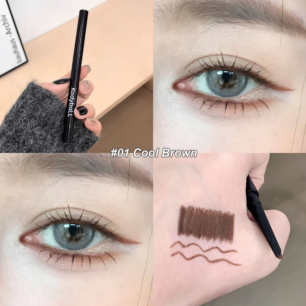 Waterproof Matte Red Eyeliner Gel Pencil Ultra-thin Long Lasting Quick Dry Smooth Black Eye Liner Pen Silky Makeup Cosmetics Vue 01 Cool Brown 0.2g