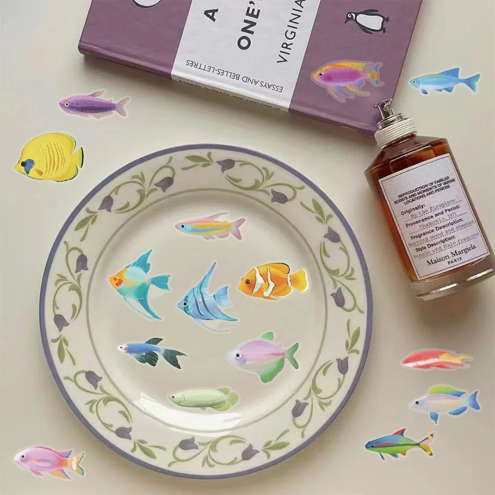 50-1000PCS Cartoon Waterproof Fish Transparent Stickers Art DIY Laptop Decal Cartoon Phone Graffiti Sticker Skateboard Luggage Vue