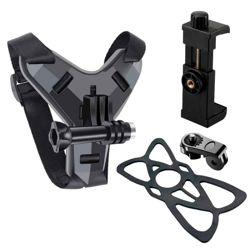 Motorcycle Helmet Phone Stand Mount Holder For GoPro Hero 12 10 9 8 7 Action Sports Camera Holder Motorcycle Camera Mobile Phone Vue BlackS With Clip