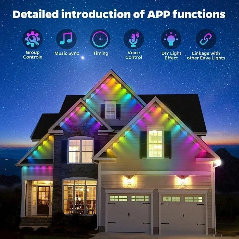 Permanent Outdoor Eaves Lights Waterproof RGB LED Lights with Remote Control for Holiday Home Roof Decoration Vue