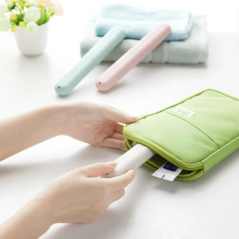 Portable Travel Camping Toothbrush Tube Box Cover Water Filter Anti-Dirty Bathroom Accessories Wheat Straw Storage Box Vue