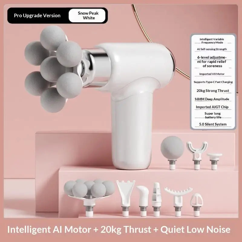 Upgraded Fascia Intelligent AI Chip 20kg Thrust Whole Body Muscle Relaxation Silent Massager Vue White