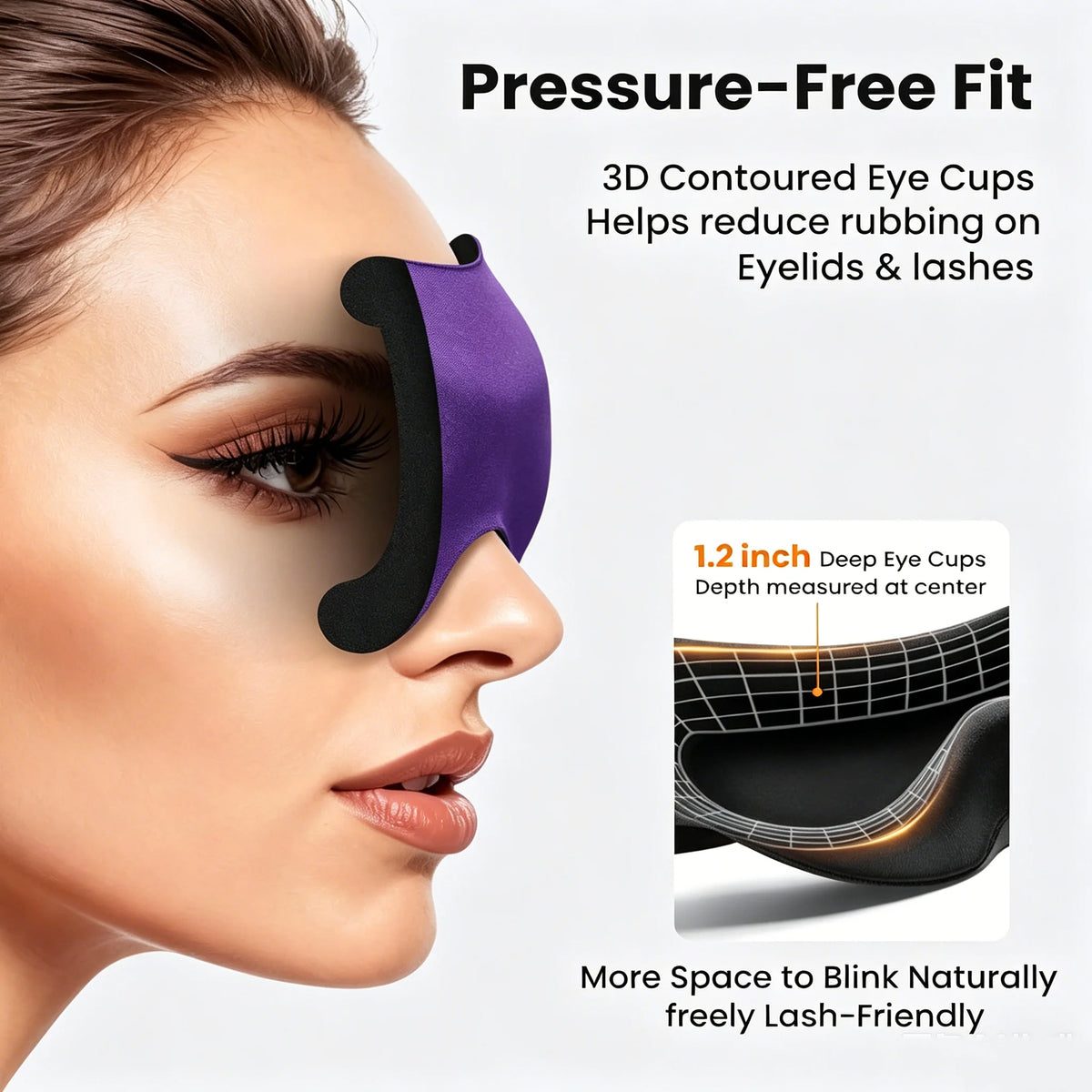 3D Sleep Mask Adjustable Suitable Men Women No Pressure Light Vue