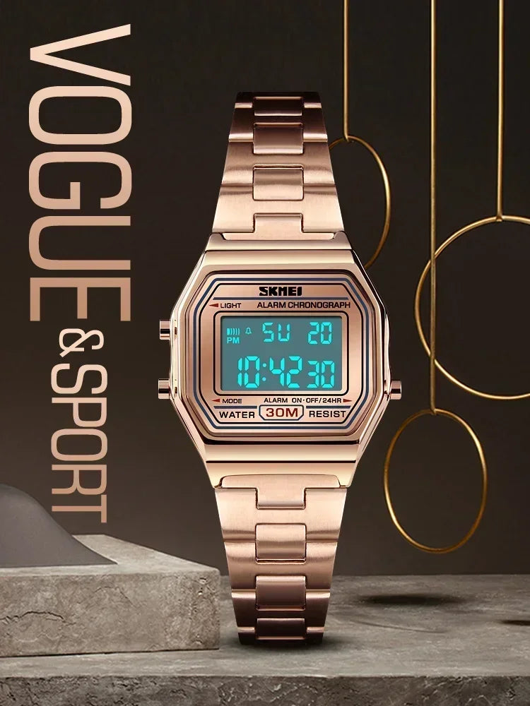 SKMEI 1415 Women's Retro Digital Stainless Steel Sports Watch Women's Digital Watch Vue