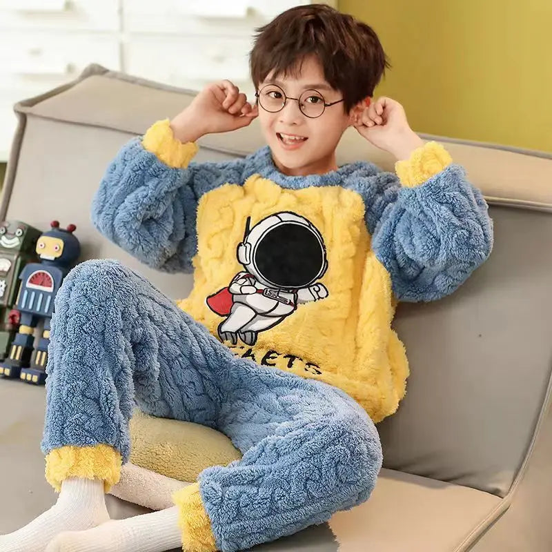 Winter Capybara Kids Boys Pajamas Sets Pyjamas Girls Sleepwear Flannel Fleece Teenage Clothes Children Home Clothes Loungewear Vue 32340 Size 8 (95-105cm)