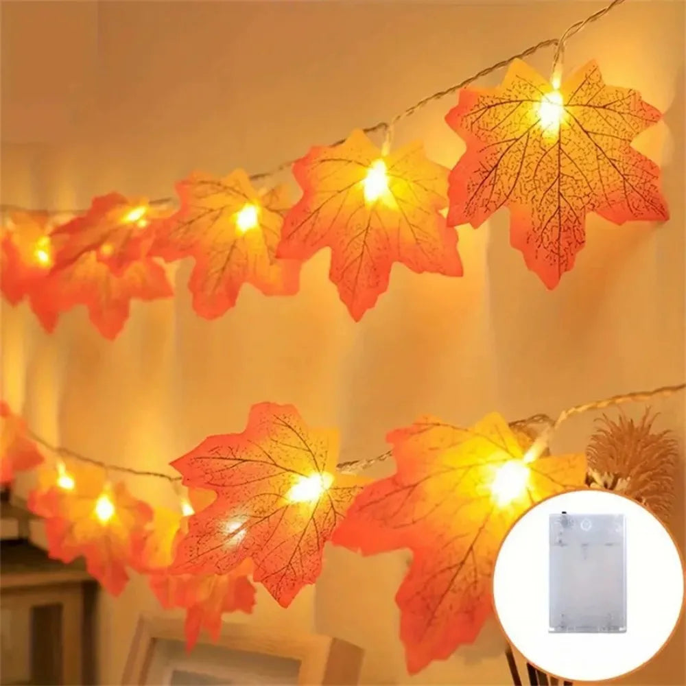 1PC 10/20LED Red Maple Leaf String Lights, Indoor Decor for Bedroom, Holiday Lighting for Halloween Thanksgiving Christmas Vue