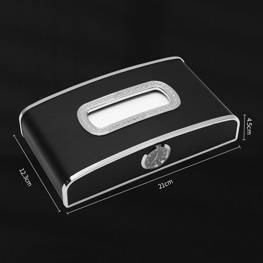 Luxury Solid Color Leather Wear-Resistant Tissue Box Car Seat Back Sunshade Hanging Tissue-Bag Buckle Strap Easy Installation ﻿ Vue