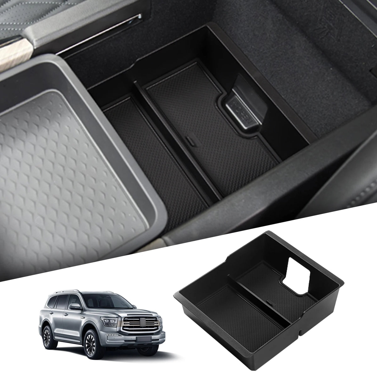 Smabee Left Drive for GWM Tank 500 2022-2025/GWM Shanhai Cannon 2023-2026 Center Armrest Box Organizer Accessories ABS Black Vue Armrest Box