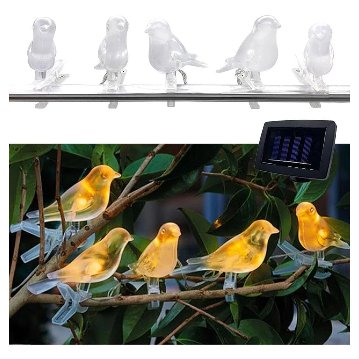 Solar Bird Clip-On String Lights – Waterproof LED Outdoor Décor Solar String Lights Vue