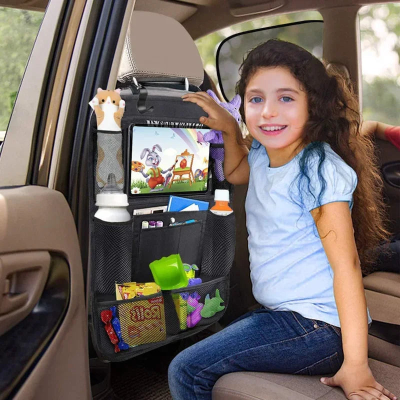 Car Seat Organizer Multifunctional Oxford Fabric Car Back Multi Pocket Storage Bag with Tablet Holder Protector for Kids Vue