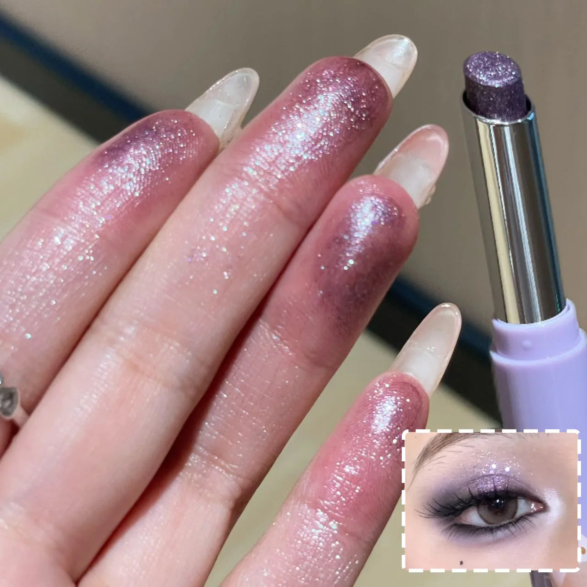 Pearlescent Eye Shadow Stick Shimmering Clear Sparkle Purple Blue Lying Silkworm Pencil Long Lasting Glitter for Eyes Makeup Vue