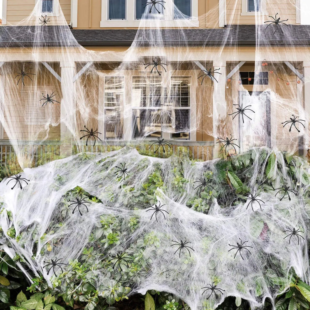 Artificial Spider Web Halloween Decoration Scary Party Scene Props White Stretchy Cobweb Horror House Home Decora Accessories Vue