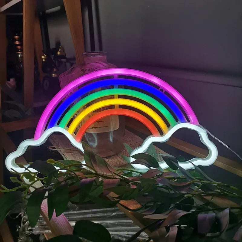 Cloud Neon Sign LED Light Rainbow Colorful Night Light for Bedroom Wall Hanging USB Powered Christmas Party Decoration Vue