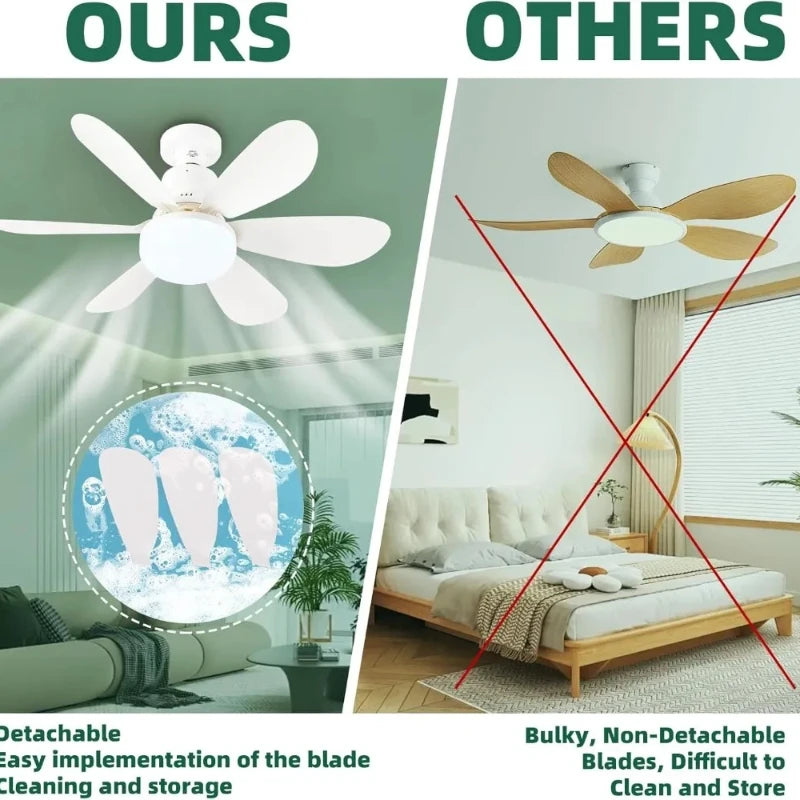 40W Ceiling Fan with Light E27 Fan Light with Remote Control Super Quiet Socket Ceiling Fan for Bedroom Kitchen Home Lighting Vue