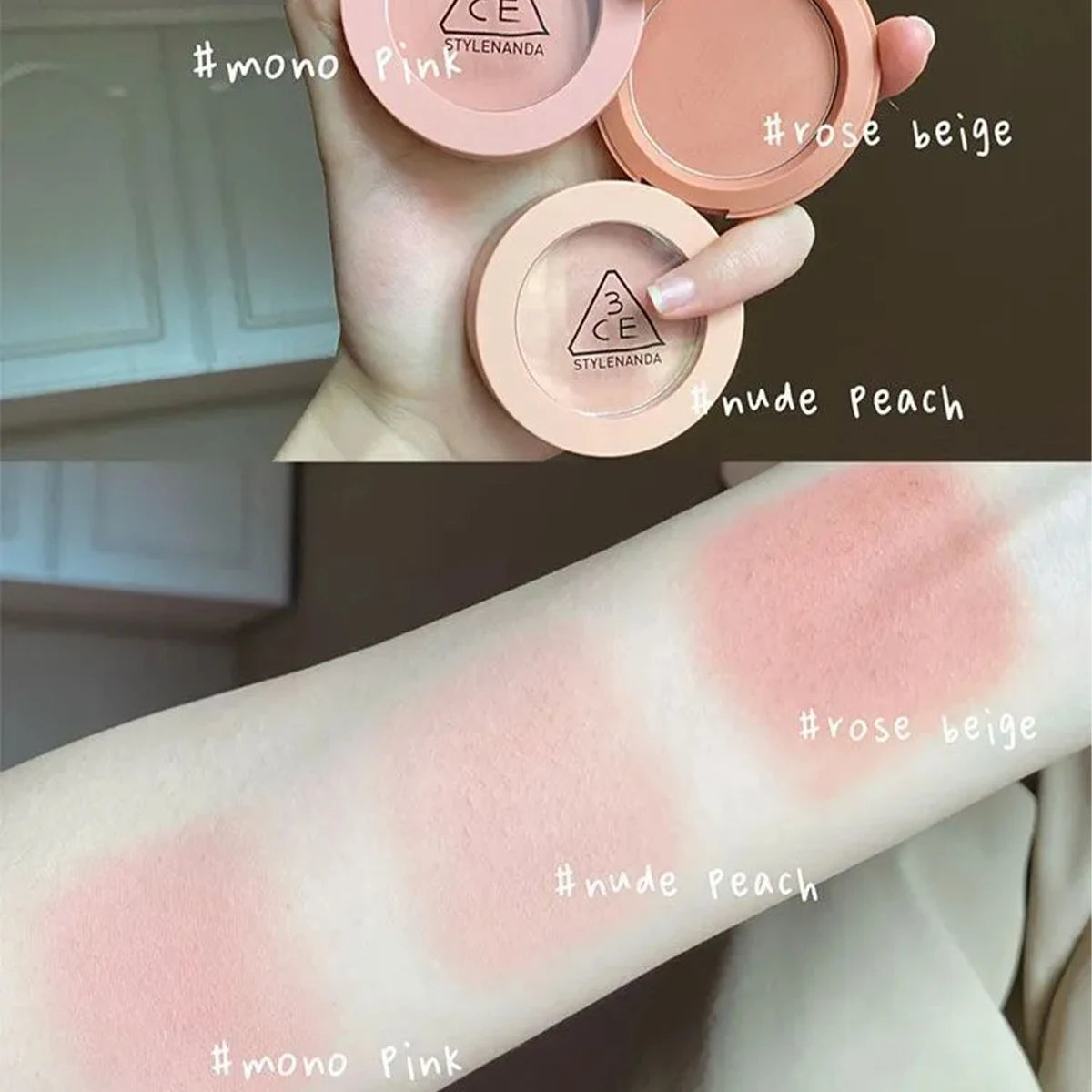 3CE NEW Mood Recipe Face Blush,Natural Color Payoff,Complexion Brightening,Quick Application,Korean Cosmetic,Korean Makeup Vue