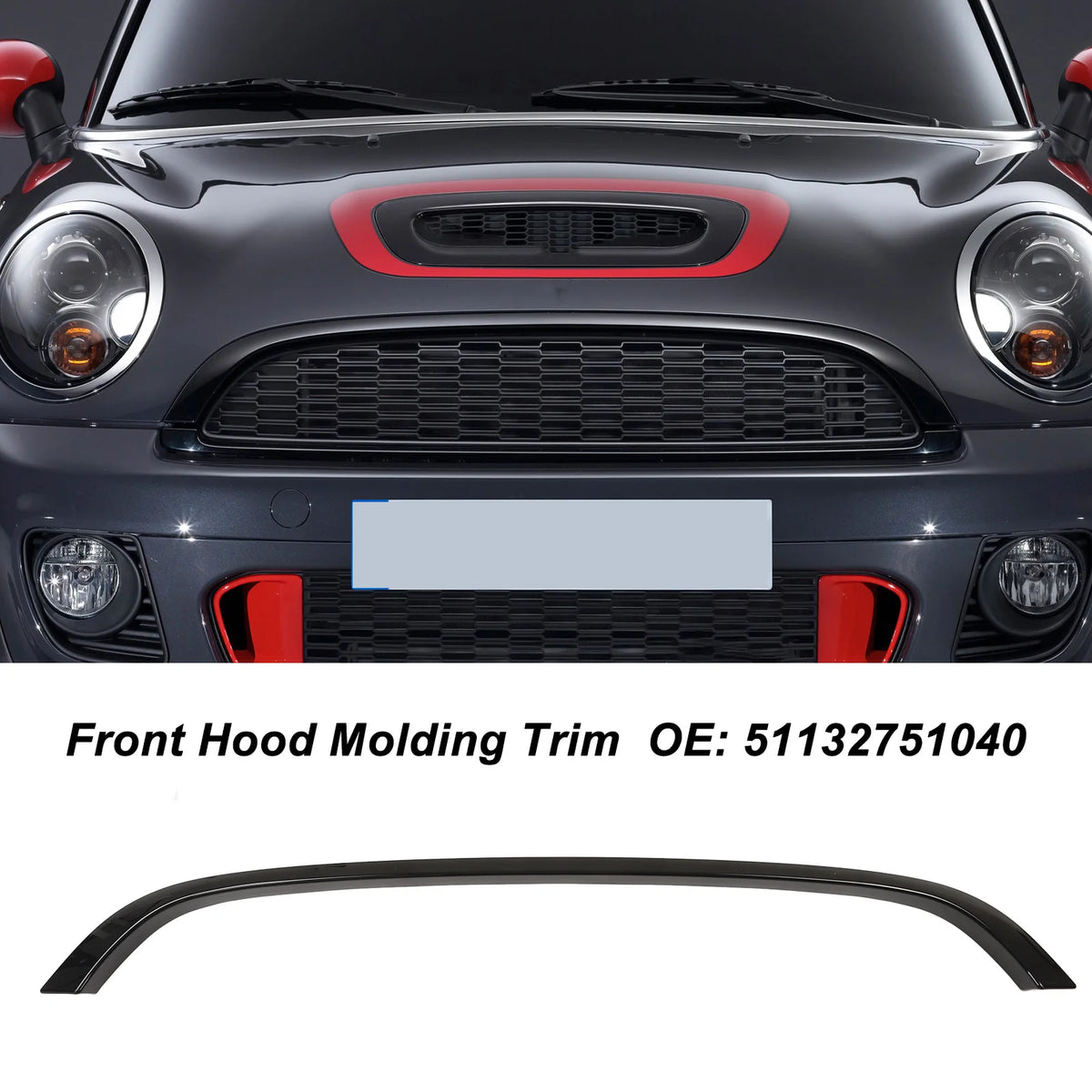 Front Hood Trim Upper Front Grille Trim 51132751040 for Cooper R55/R56/R57 Base/LCI and R58/R59 S/JCW Vue