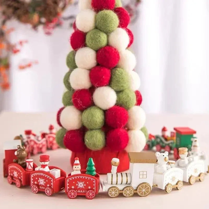 Christmas Miniature Train Decoration Santa Claus Holiday Festive Table Ornament Baking Decoration Scene Prop Home Display Vue