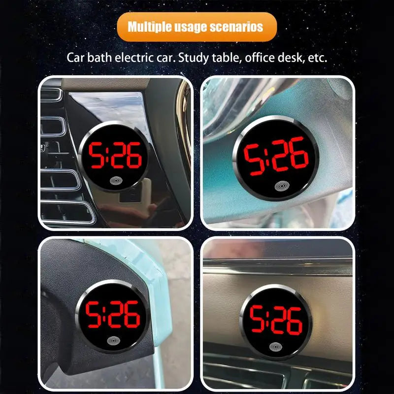 Automotive Digital Clock Vehicle LED Digital Dashboard Clock Waterproof Auto LED Air Vent Watch Touch Activation for Truck Suvs Vue