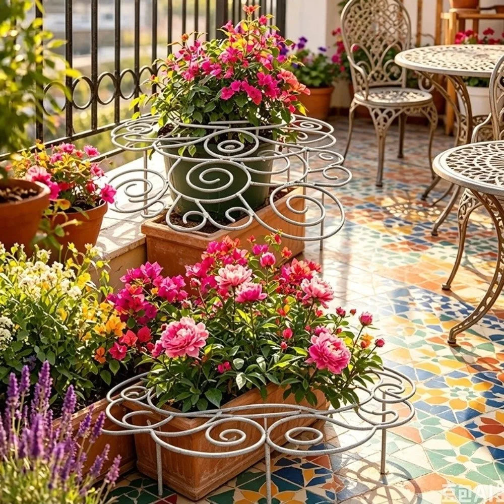 Flower Shaped Metal Plant Support Ring Weather-Resistant Anti Lodging Grow Through Ring Bracket Rust-Proof Iron Art Vue