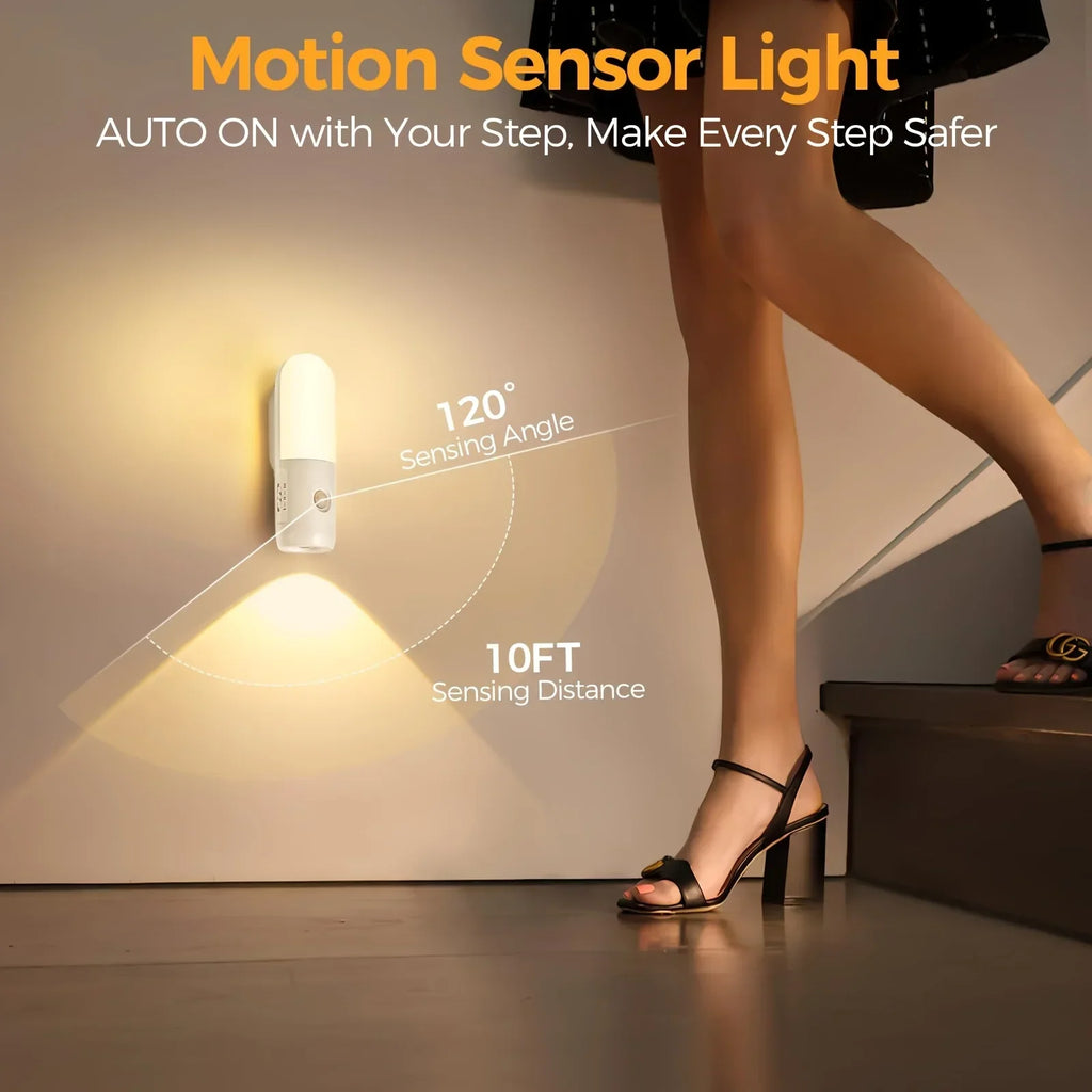 3 Colors Dimmable Spotlights 2 in 1 LED Night Light with Motion Sensor Rechargeable Magnetic Wall Lamp for Bedroom Hallway Stair Vue