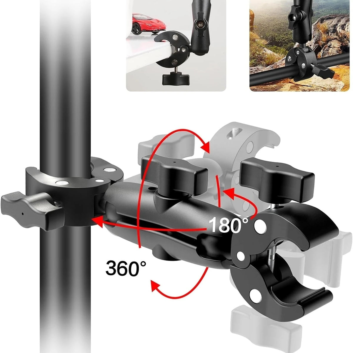 Double Head Clamp Kit For Insta360 X5 X4 X3 Motorcycle Bicycle Double Clip Bracket for GoPro 13 12 Action Camera Accessories Vue
