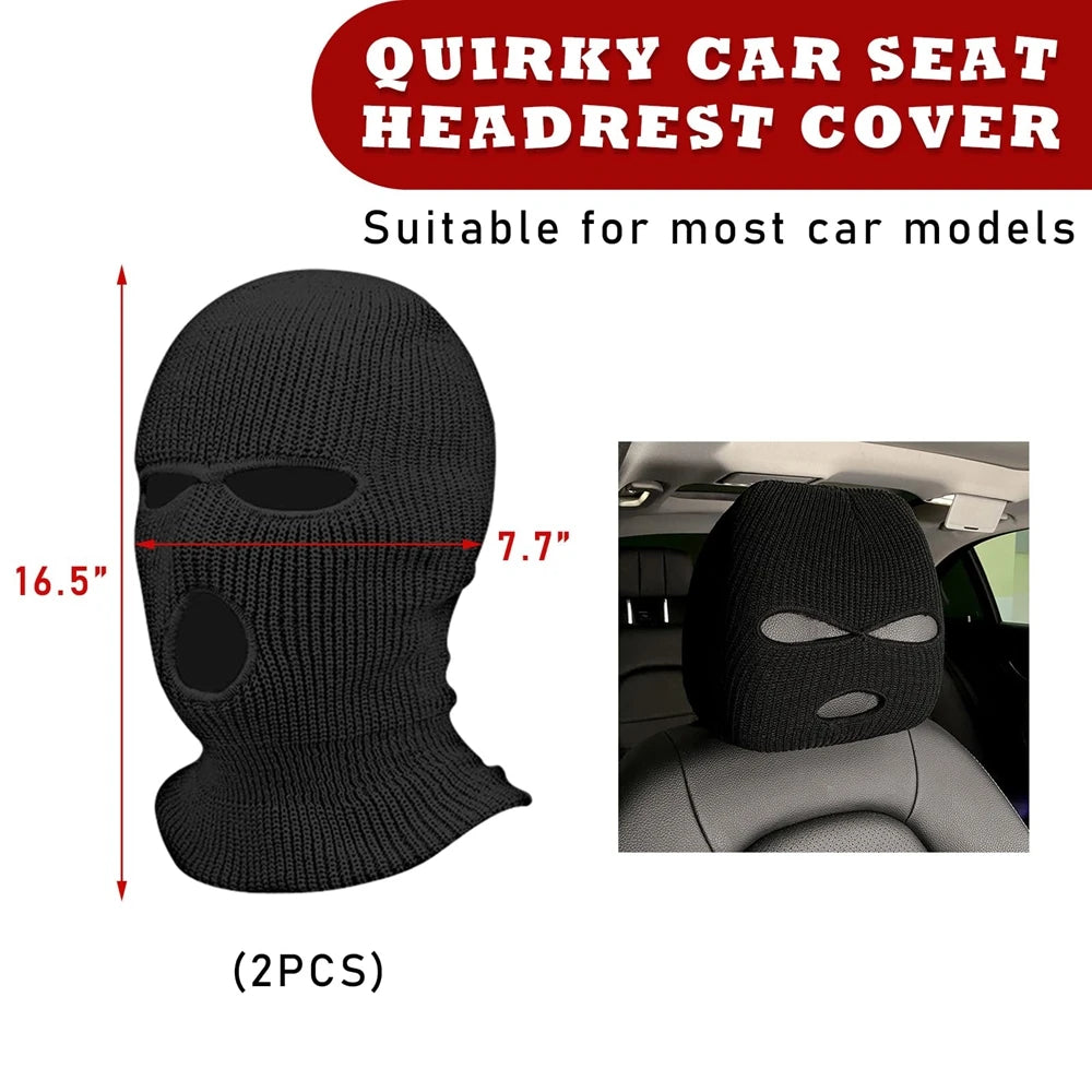 Universal Car Headrest Cover Car Seat Face Mask Ski Mask Halloween Christmas Funny Decoration for Tesla BMW Ford Volkswagen Kia Vue